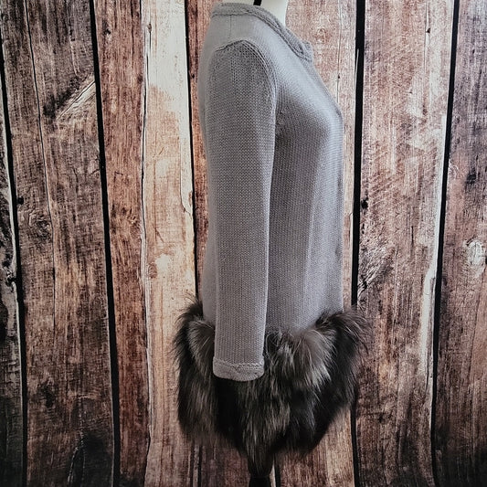 Italian Long Wool and Fox Fur Sweater Size Medium