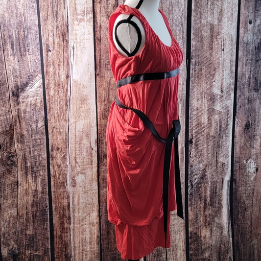 NWT Authentic Alexander Mcqueen McQ Red Dress w Black Belt SzL