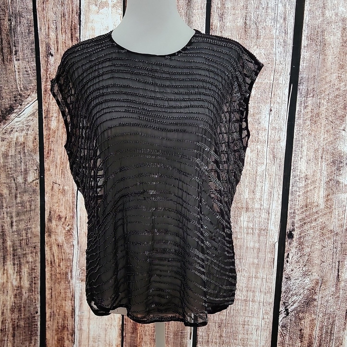 NWT Allsaints Black Swathe Top Hand Embellished Size 10
