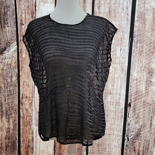 NWT Allsaints Black Swathe Top Hand Embellished Size 10