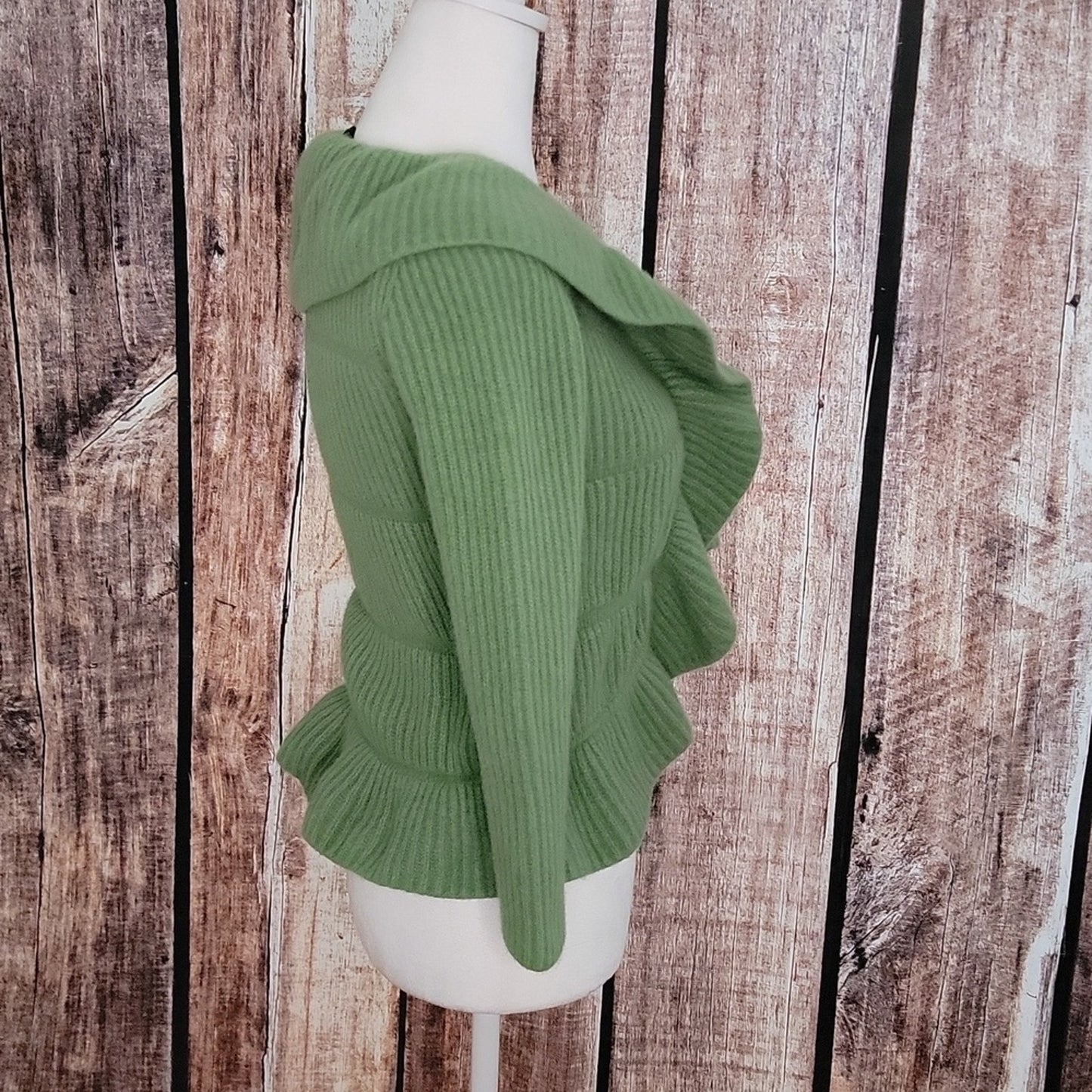 Lafayette 148 New York Size Small Ruffle Ribbed Cardigan