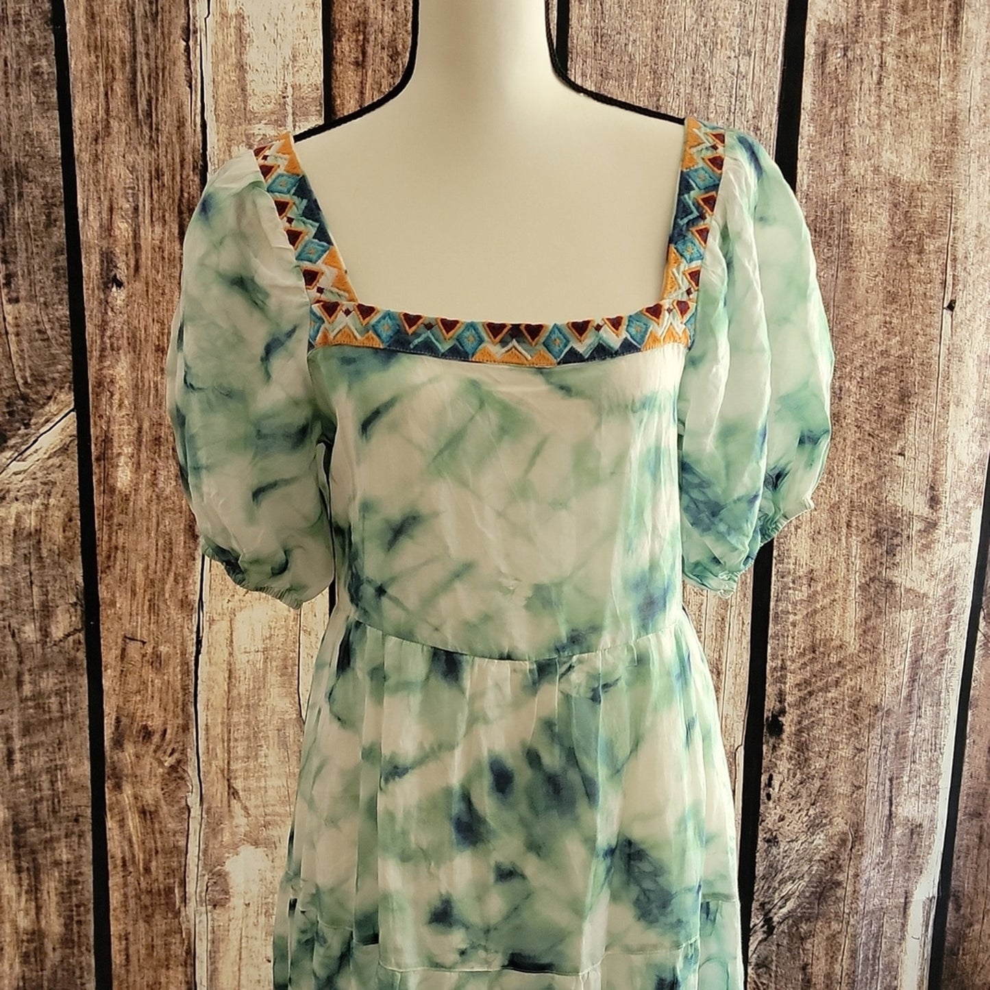 NWT Johnny Was Jade Marble Puff Sleeve Dress Sz S- M