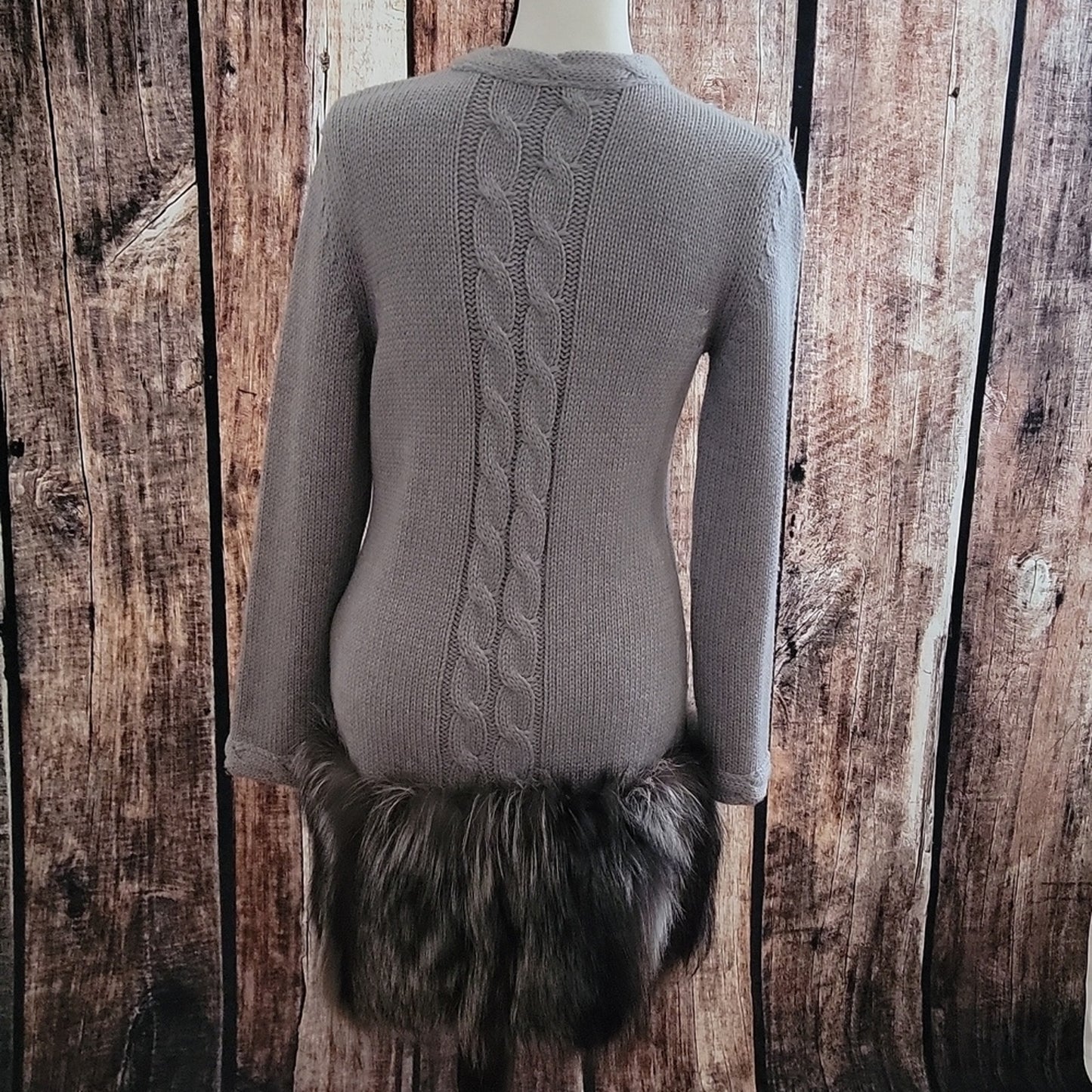 Italian Long Wool and Fox Fur Sweater Size Medium