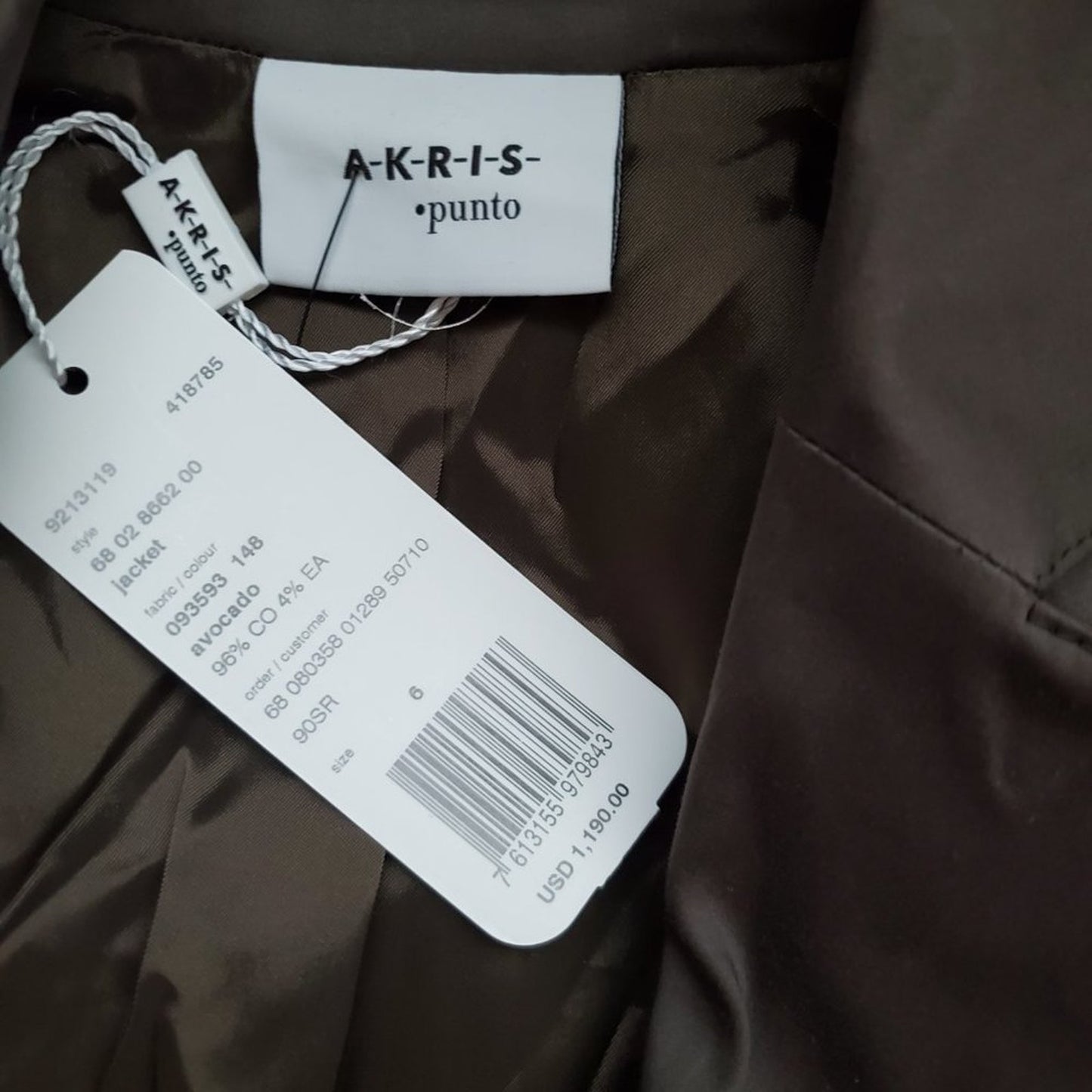 NWT Modern Akris Punto Khaki Size 6 Suit Jacket