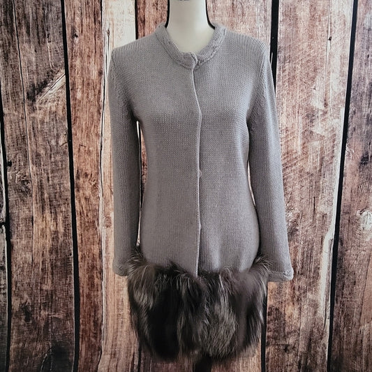 Italian Long Wool and Fox Fur Sweater Size Medium