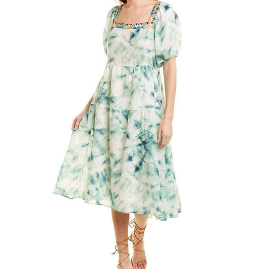 NWT Johnny Was Jade Marble Puff Sleeve Dress Sz S- M