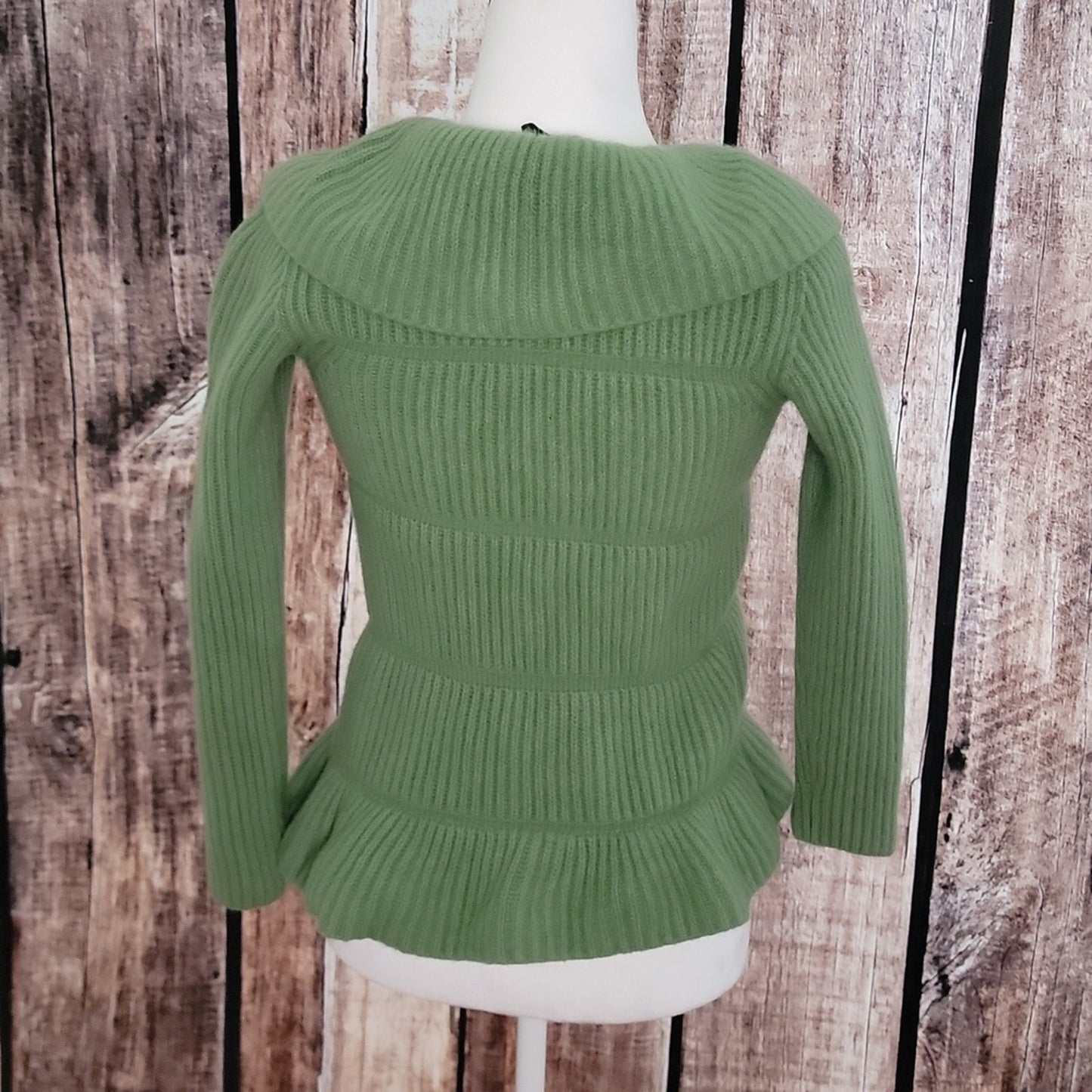 Lafayette 148 New York Size Small Ruffle Ribbed Cardigan