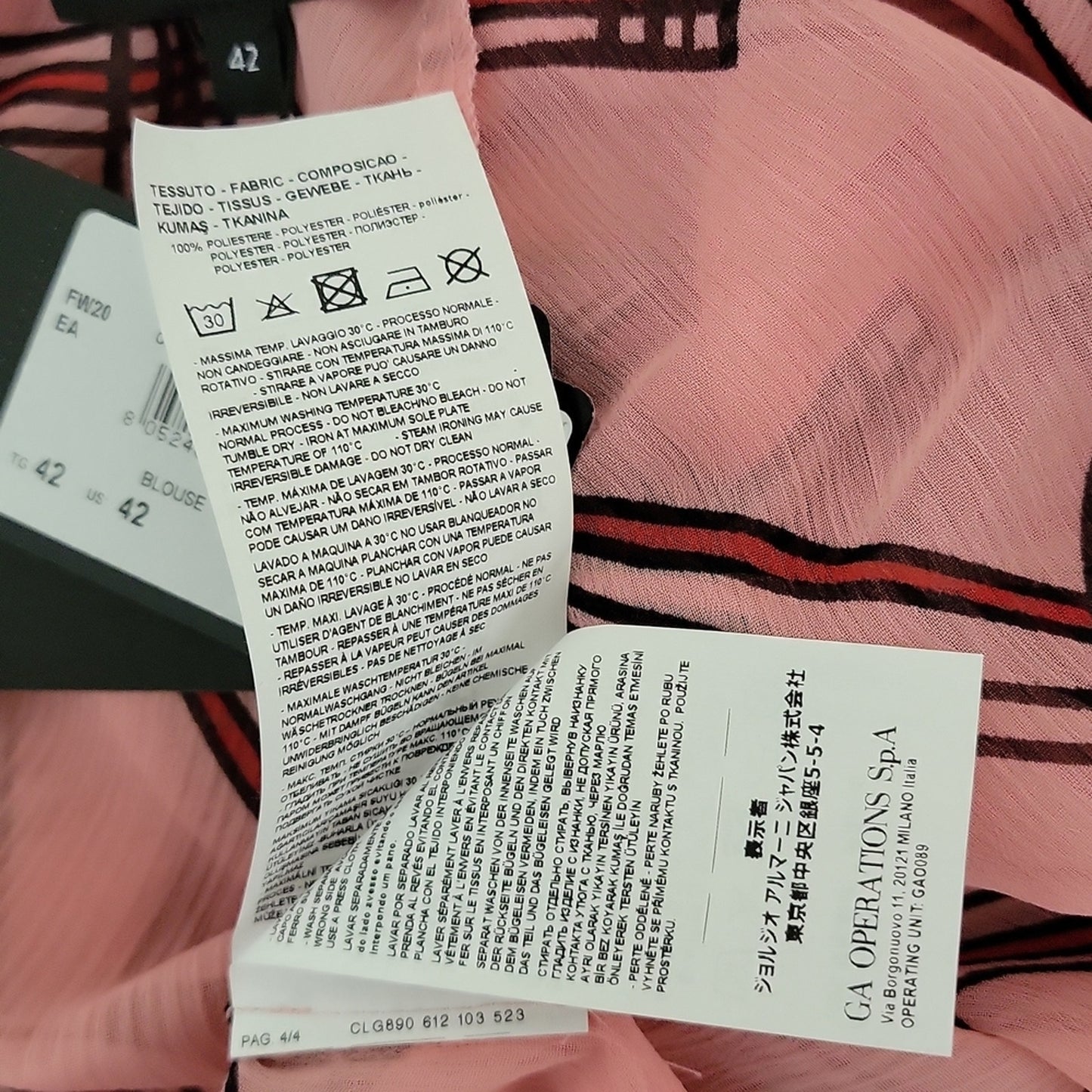 NWT Emporio Armani Size 42 2-Piece Blouse