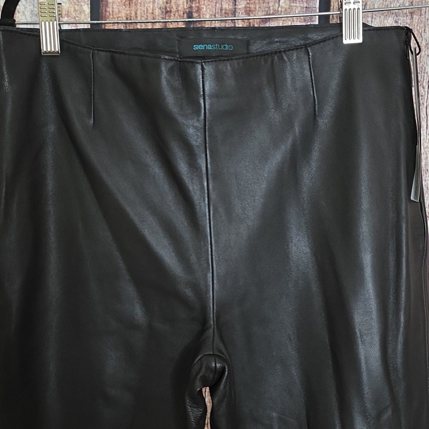 NWT Siena Studios Size 10 Black Leather Pants