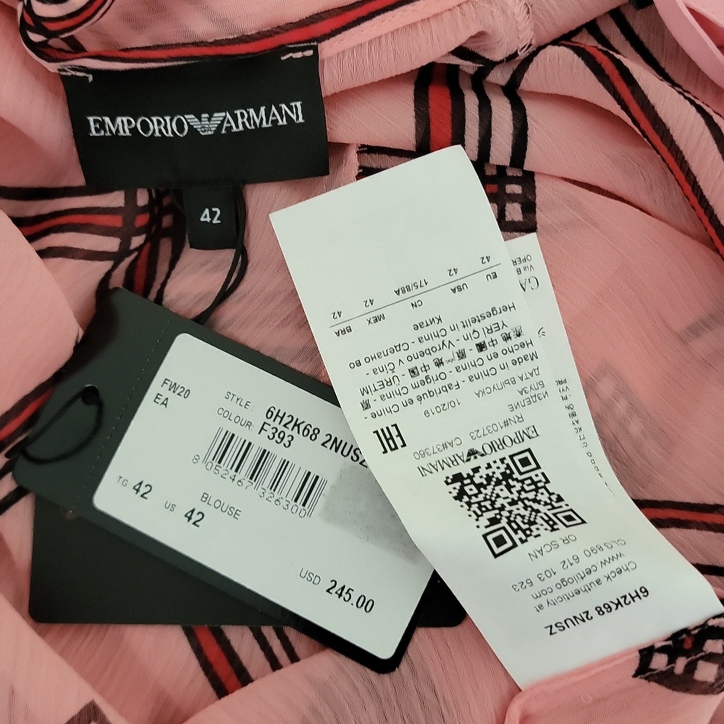 NWT Emporio Armani Size 42 2-Piece Blouse