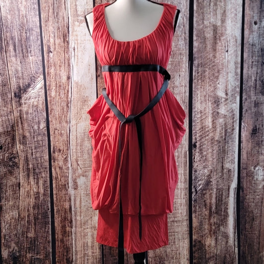 NWT Authentic Alexander Mcqueen McQ Red Dress w Black Belt SzL