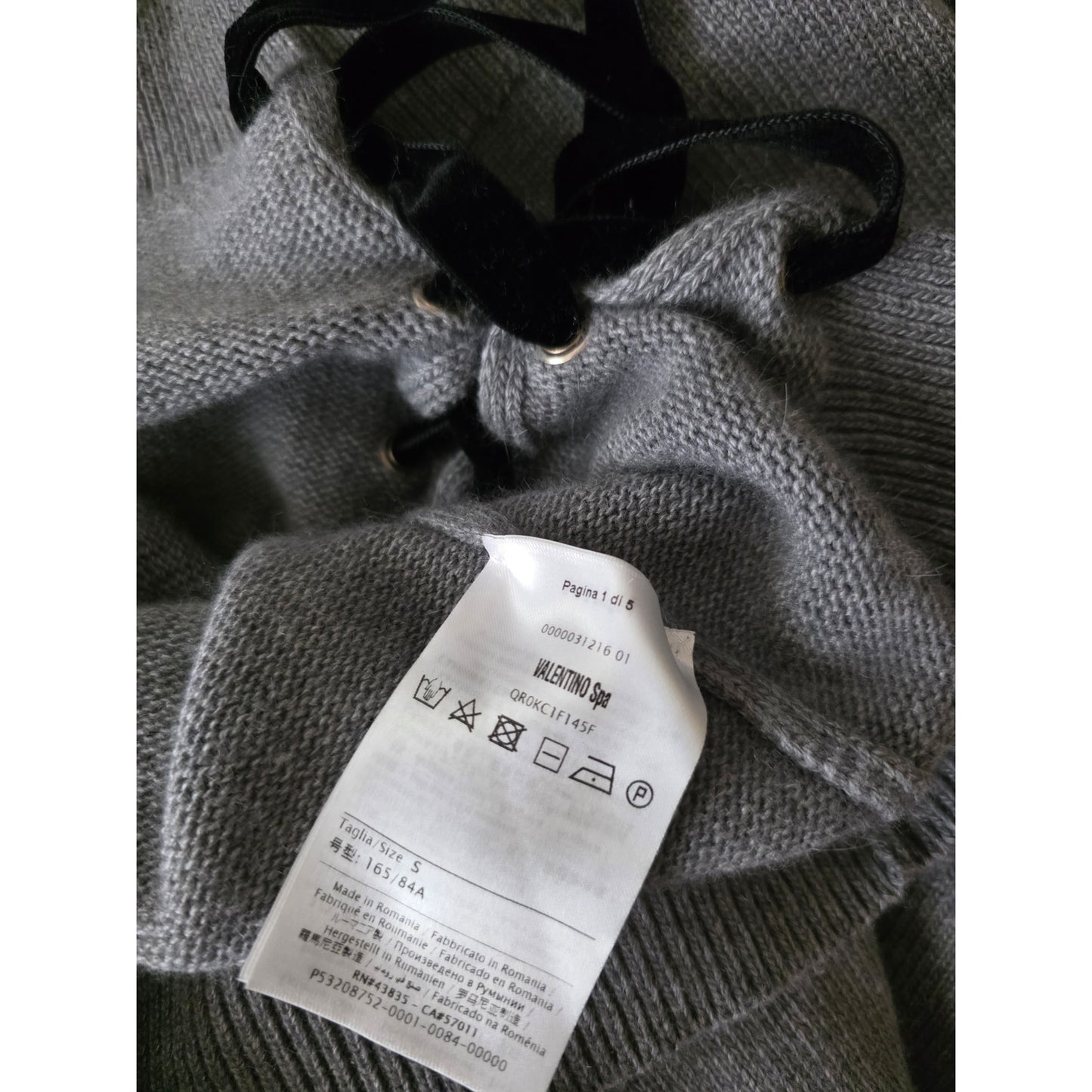 Perfect Valentino Size Small or Medium Sweater with Black Velvet  Lace Up