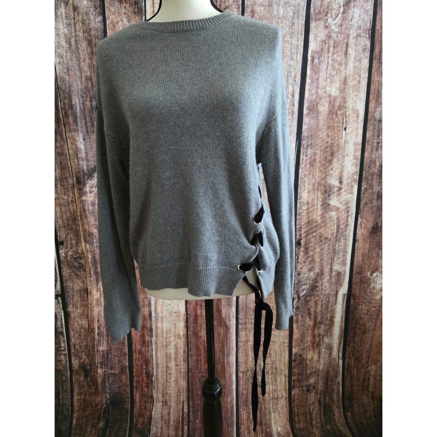 Perfect Valentino Size Small or Medium Sweater with Black Velvet  Lace Up