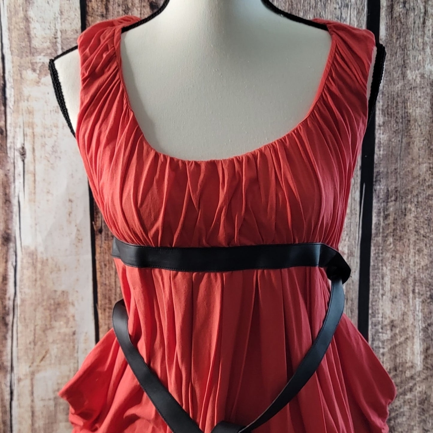 NWT Authentic Alexander Mcqueen McQ Red Dress w Black Belt SzL