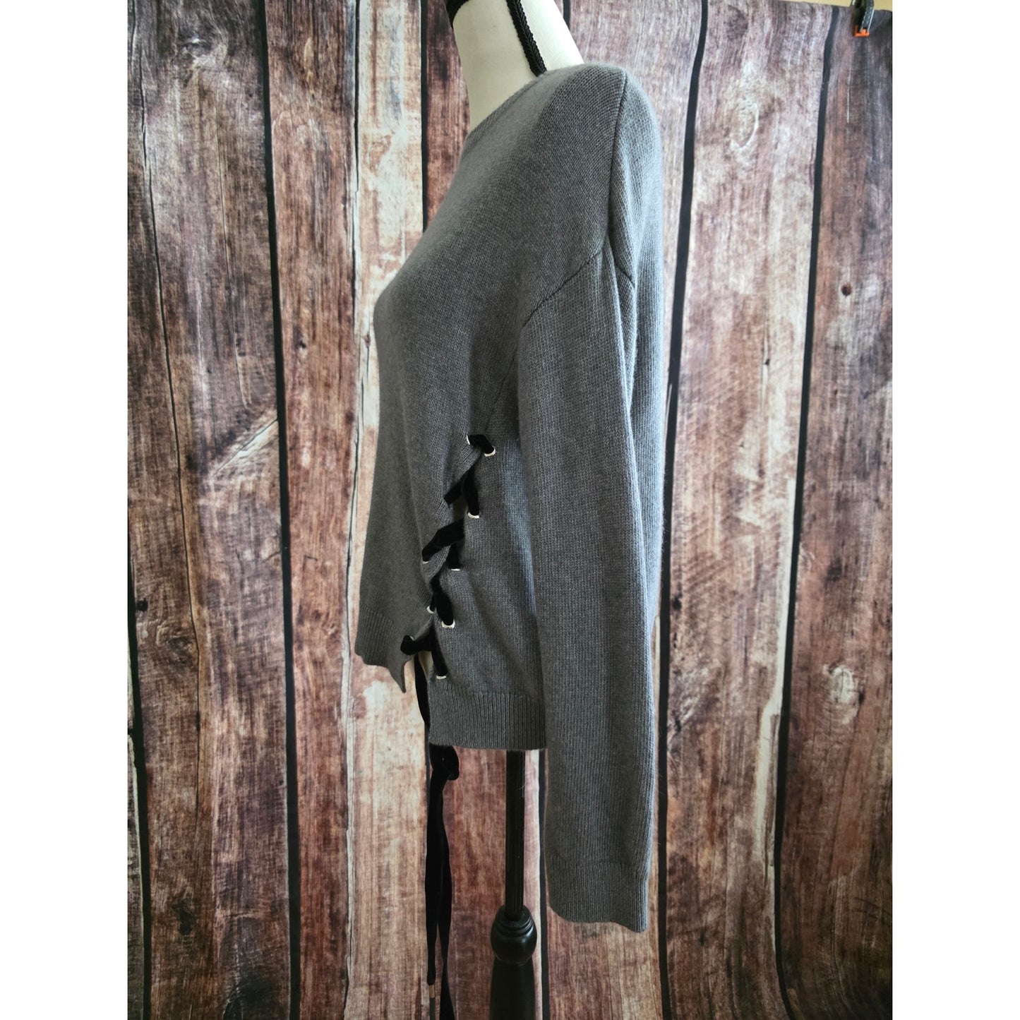 Perfect Valentino Size Small or Medium Sweater with Black Velvet  Lace Up