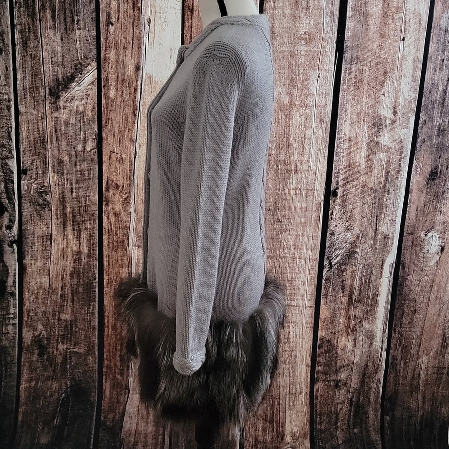 Italian Long Wool and Fox Fur Sweater Size Medium
