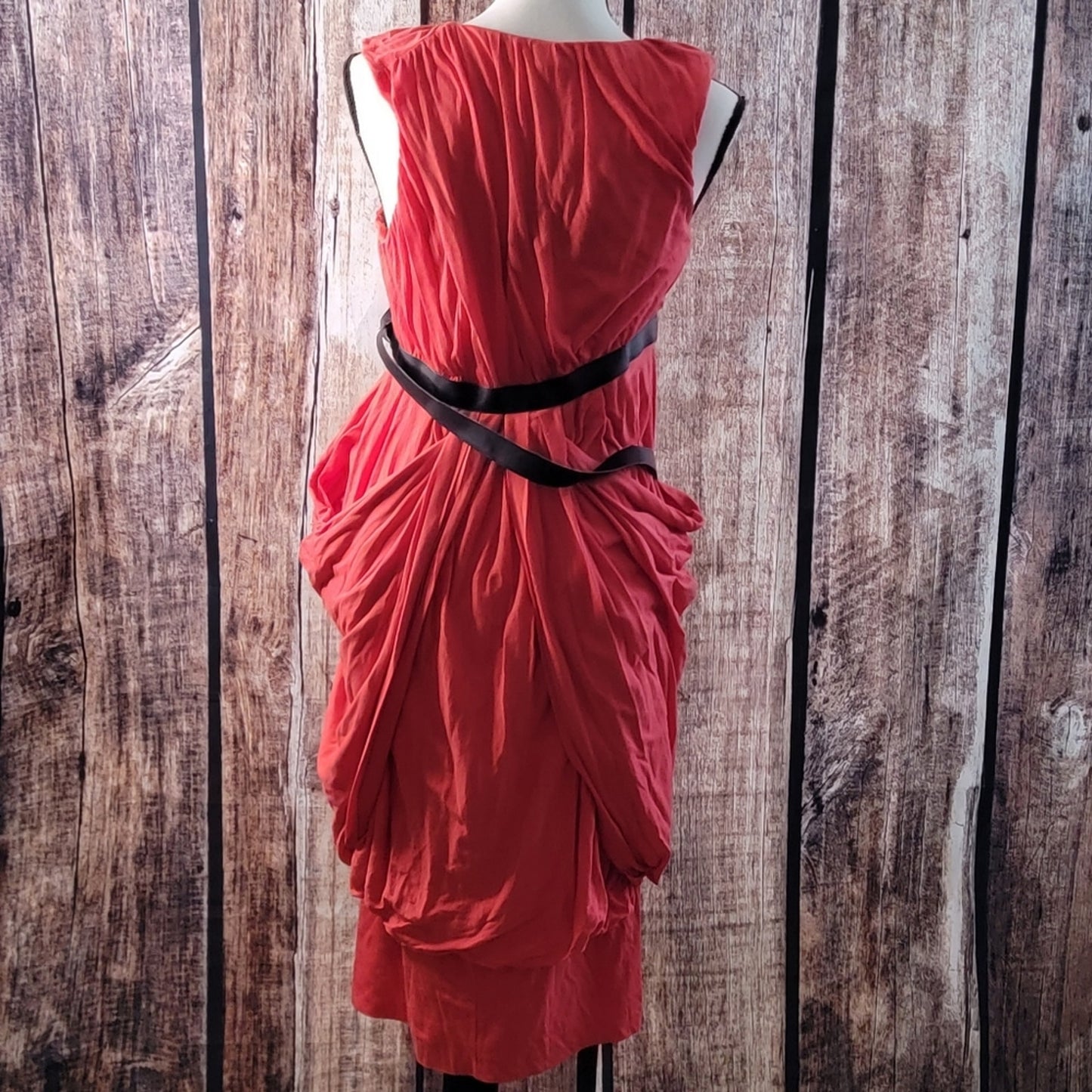 NWT Authentic Alexander Mcqueen McQ Red Dress w Black Belt SzL